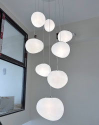 Large Chandelier for Duplex Living Room, Villa with High Ceilings, Long Chandelier for Stairs, Loft Minimalist Cream Style Creative Pebble Lamp