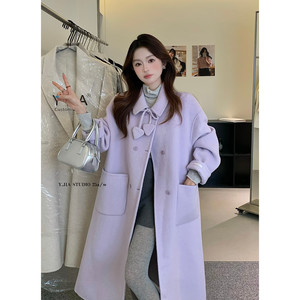 
Y.JIA Korean style sweet and high-end temperament loose and slim mid-length double-sided sheep wool coat
