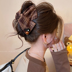 Cute Plaid Puppy Triangle Hair Clip for Women, High-End Shark Clip, 2026 New Style Hairpin, Unique and Beautiful Hair Accessory