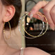 Gold-colored ring earrings for women with high-end exaggerated atmospheric earrings 2025 new hot style simple temperament circle earrings
