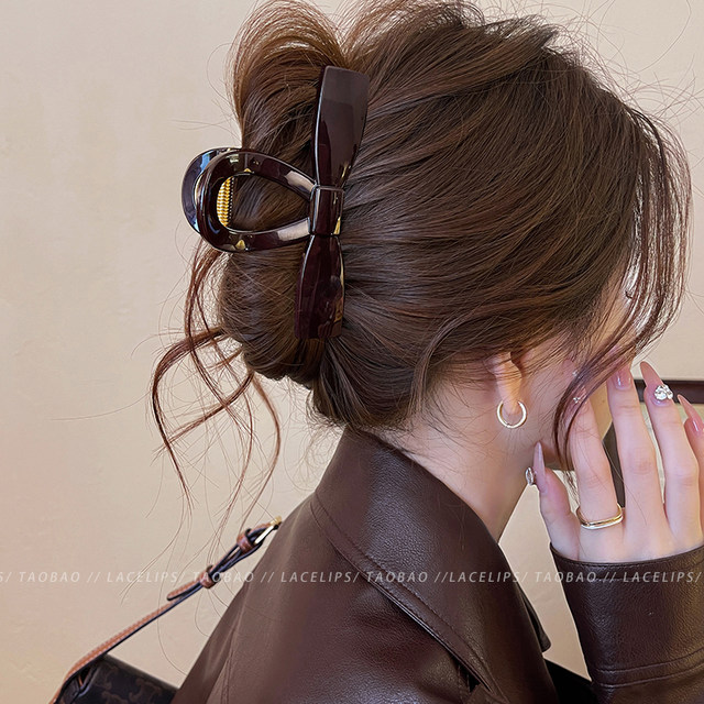 High quality ~ bow tie clip large shark clip hair clip women's back of head high-end 2025 new style with large hair volume