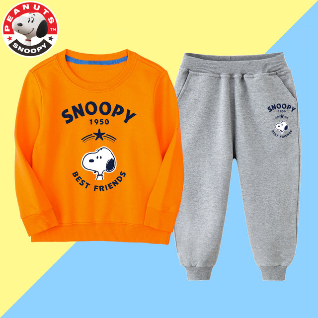 Snoopy children's clothing children's pure cotton sweatshirt two-piece ...