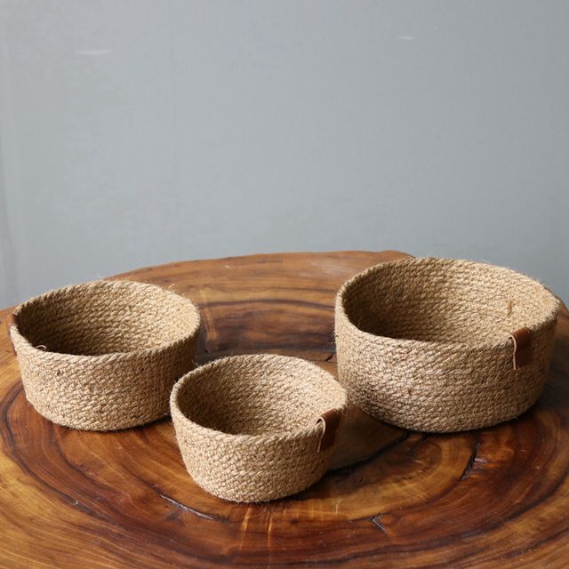 Pastoral style hemp rope small basket storage basket storage basket home storage gardening flower arrangement decorative basket flower pot