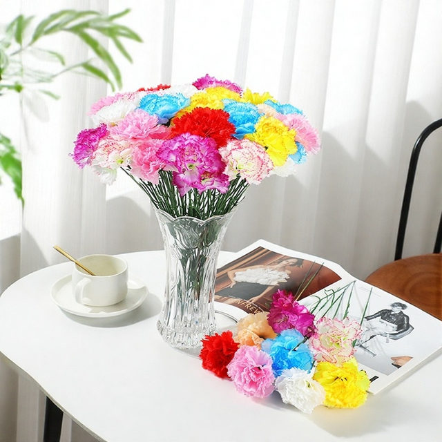 Carnation artificial flower fake flower living room dried flower decoration dining table vase home decoration light luxury floral decoration