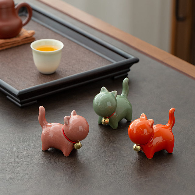 Ceramic kittens, cute tea pets, desktop accessories, tea sets, accessories, tea play ornaments, home small animals, creative crafts
