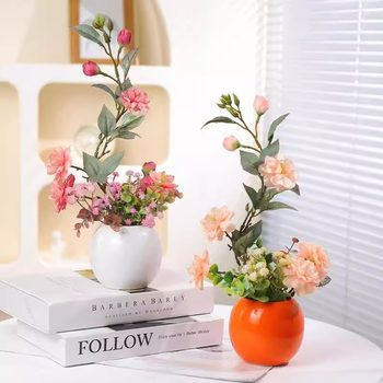 High-end artificial camellia artificial flowers living room dining table home decoration floral ornaments dried flowers artificial flowers artificial flower ornaments