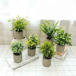 Qinyuanchun artificial flowers, fake flower decorations, paper pulp pots, artificial plant pots, artificial green plants, creative indoor decorations