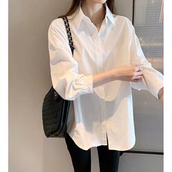 White Shirt for Women, Pure Cotton, New Spring and Autumn Design, Niche and Stylish Women's Top, Versatile Casual White Shirt for Spring