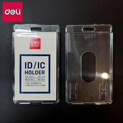Multiple Deli 8319 Id Card Holder Double-Sided Transparent Badge Work Badge Vertical Work Permit Access Card Work Badge