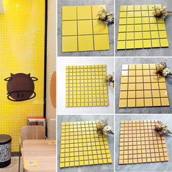 Ceramic Glazed Yellow Plaid Mosaic Store Bar Kitchen and Bathroom Background Wall Decorative Tiles Non-Slip Floor Tiles Wall Tiles