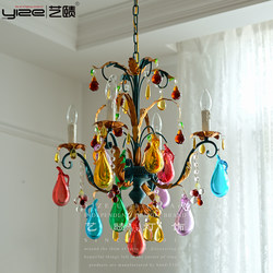 French Chandelier Murano Colored Art Glass Fruit Light Luxury Living Room Dining Room Bedroom Retro Candle Chandelier