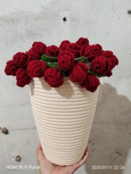 Rose Blanket Flower Basket Valentine's Day Flower Shop Special Large Straw Woven Vase Reed Ornament Living Room Flower Arrangement Baby's Breath