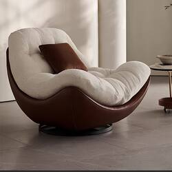 Italian-Style Minimalist Swivel Single Sofa, Designer Original Fabric Lounge Chair for Living Room and Balcony, Vintage Leisure Chair