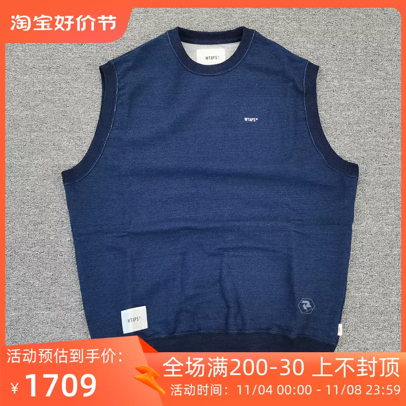 飄渺現貨WTAPS DITCH VEST COTTON 藍染寬鬆純色馬甲背心男22SS-Taobao