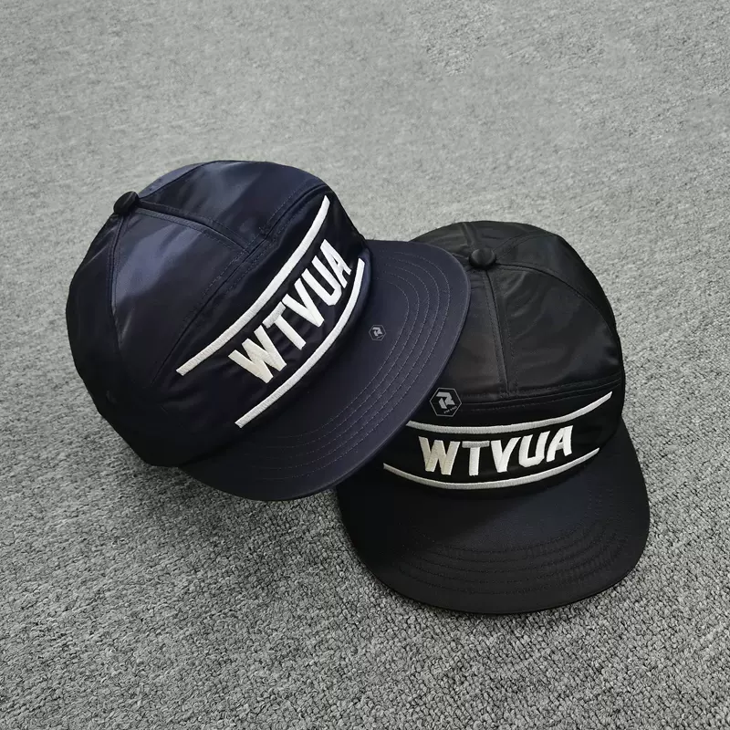 飄渺現貨WTAPS T7 02 CAP NYLON SATIN 帽子黑藍刺繡寬沿帽男18AW-Taobao