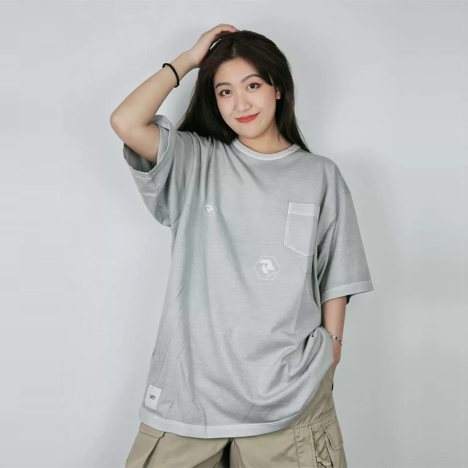 飄渺現貨WTAPS BLANK SS 03 pigment TEE 純色水洗口袋短袖男20SS-Taobao