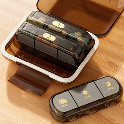 Pill Box Portable Medicine Dispensing Box for Seven Days a Week, Three Meals a Day, Mini Portable Medication Reminder Pill Organizer Box