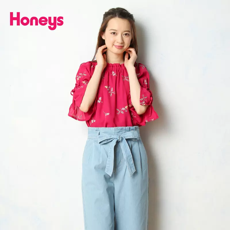 honeys夏季甜美橡筋圆领五分镂空公主袖衬衫818-62--Taobao Vietnam