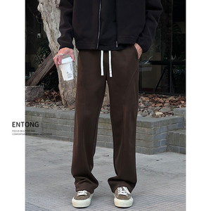 
Entong retro brown bias-cut casual sweatpants boys' pants American trendy brand large size straight all-match casual pants