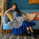 pinkwink Xiaoxingye summer original contrasting color plaid blue skirt cake skirt sweet long skirt skirt skirt