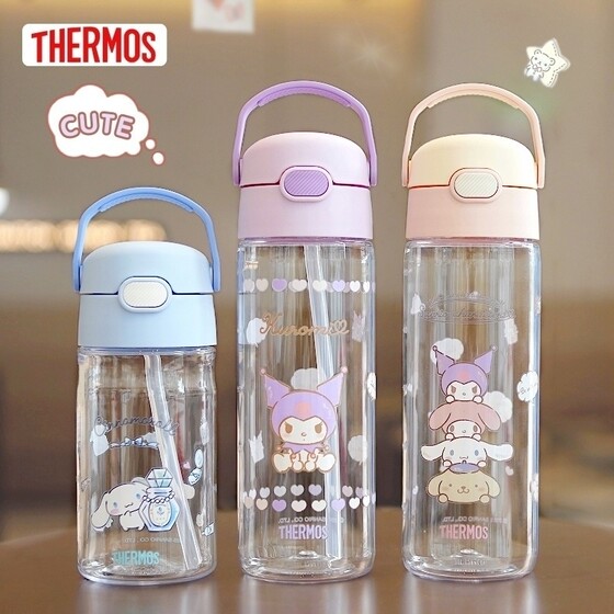 Thermos Sanrio Kuromi children's direct drinking cup baby straw cup large capacity summer water cup student kettle