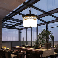 Sunroom Chandelier Balcony New Chinese Style Outdoor Mosquito-Proof Villa Corridor Entrance Outdoor Sensor Ceiling Light