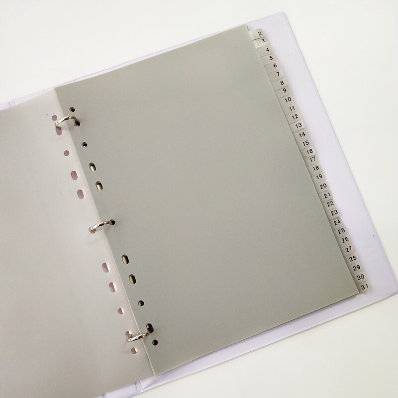 PP 플라스틱 분류지 11구멍 루스리프 페이징 카드 입찰서 구분 31페이지 파일 루스리프 인덱스 라벨 카드-