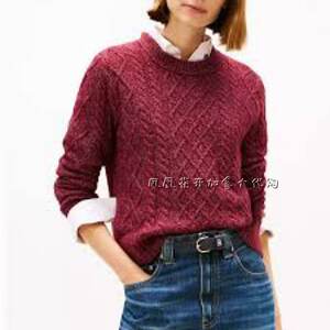 
Canadian direct mail Tommy Tommy's new autumn and winter women's rhombus twist round neck pullover knitted sweater