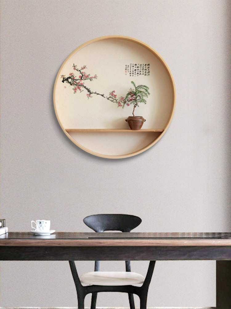 新中華風木製ウォールデコレーション - 幾何学模様の禅掛け飾り