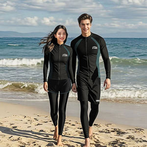 
New summer couple swimsuit set sun protection quick dry surfing snorkeling split long sleeve trousers diving suit men and women