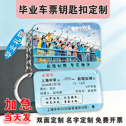 Acrylic Train Ticket Keychain with Name, Graduation Class Group Photo, Small Gift for Students, Commemorative Custom-Made