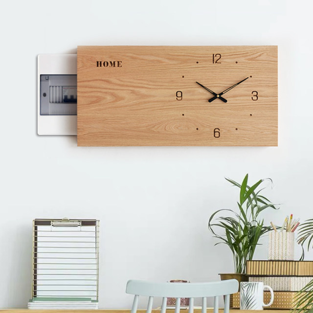 Rectangular wall clock with electric meter box decorative painting horizontal version extended clock long hanging painting super long diy