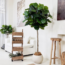 Loushujia Artificial Green Plant Lollipop-Shaped Ficus Lyrata Large Potted Plant for Living Room Indoor Decoration Fake Tree Artificial Plant