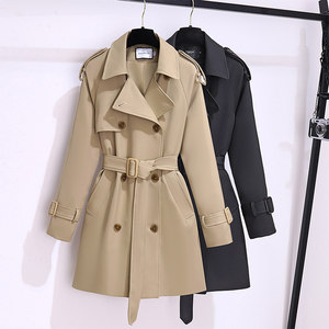 
2025 Spring and Autumn Thick Wind Coat for Women Small Short British Style Korean Large Size Mid-Length Waist Slim Jacket