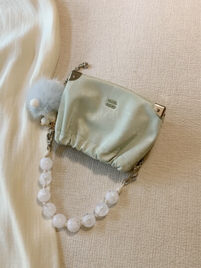 Chio'2nd Mint Summer Bucket Bag - New Chinese Beaded Shoulder