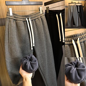 European God Single! Inner composite Masko Velvet! Autumn and winter men's solid color plus velvet thick foundation versatile leisure pants
