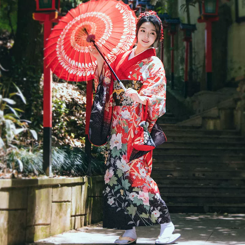 日式和风浴衣文艺复古小清新少女连衣裙改良和服夏季振袖日本女-Taobao