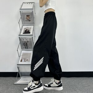 
Tall 175 extended version sweatpants for women summer thin high-waisted straight loose striped slimming leggings sweatpants