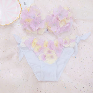 
Handmade Thai three-dimensional flower petals stage performance purple swimsuit small breast push-up sexy bikini for women summer