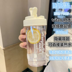 2026 New Summer Tritan Cup for Girls with High Aesthetic Value, Featuring a Straw and Tea Separation Feature, Portable and High-Temperature Resistant Water Cup