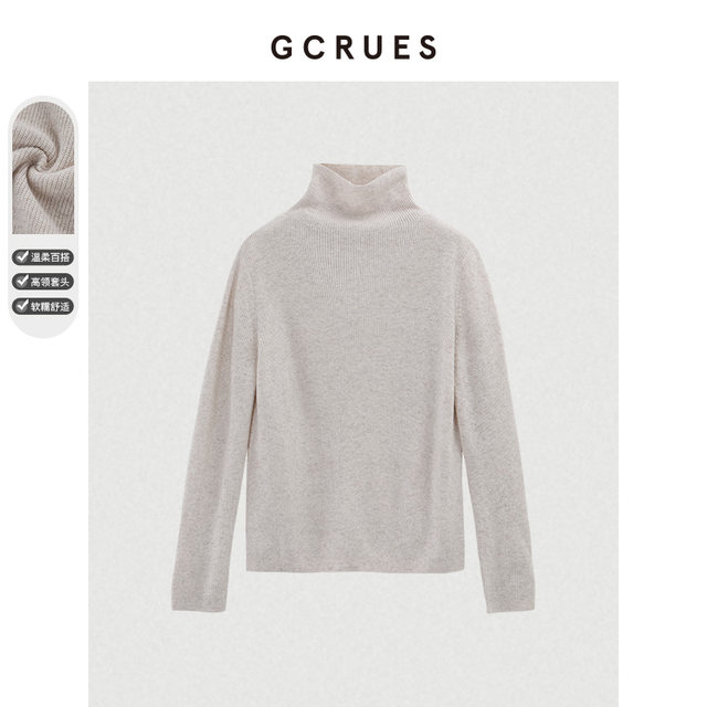 GCRUES Gentle and Woman Sweater Woman 2024 Packing Lazy Wind and Soft and Glutinous outer Wear Polyg up long sleeves
