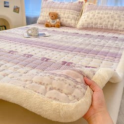 Winter Thickened Milk Velvet Mattress Pad Single Dormitory Mattress Soft Cushion Coral Velvet Quilted Bed Sheet Fleece Bed Cover