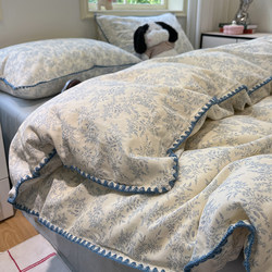 Class a Maternal and Infant-Grade All-Cotton Double-Layer Gauze Four-Piece Bedding Set with Small Floral Pattern, Pure Cotton Duvet Cover, Bed Sheet, Bedding, Suitable for All Seasons 4