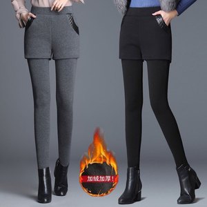 Autumn and winter leggings plus velvet thick skirts fake two pieces of hip shorts, long pants 2021 Ms. Wear new