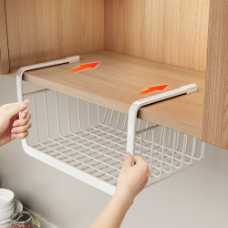 Youqin Kitchen Storage Rack, Layered Hanging Telescopic Basket Inside the Cabinet, Hanging Rack under the Wall Cabinet, Spice and Dish Storage Rack