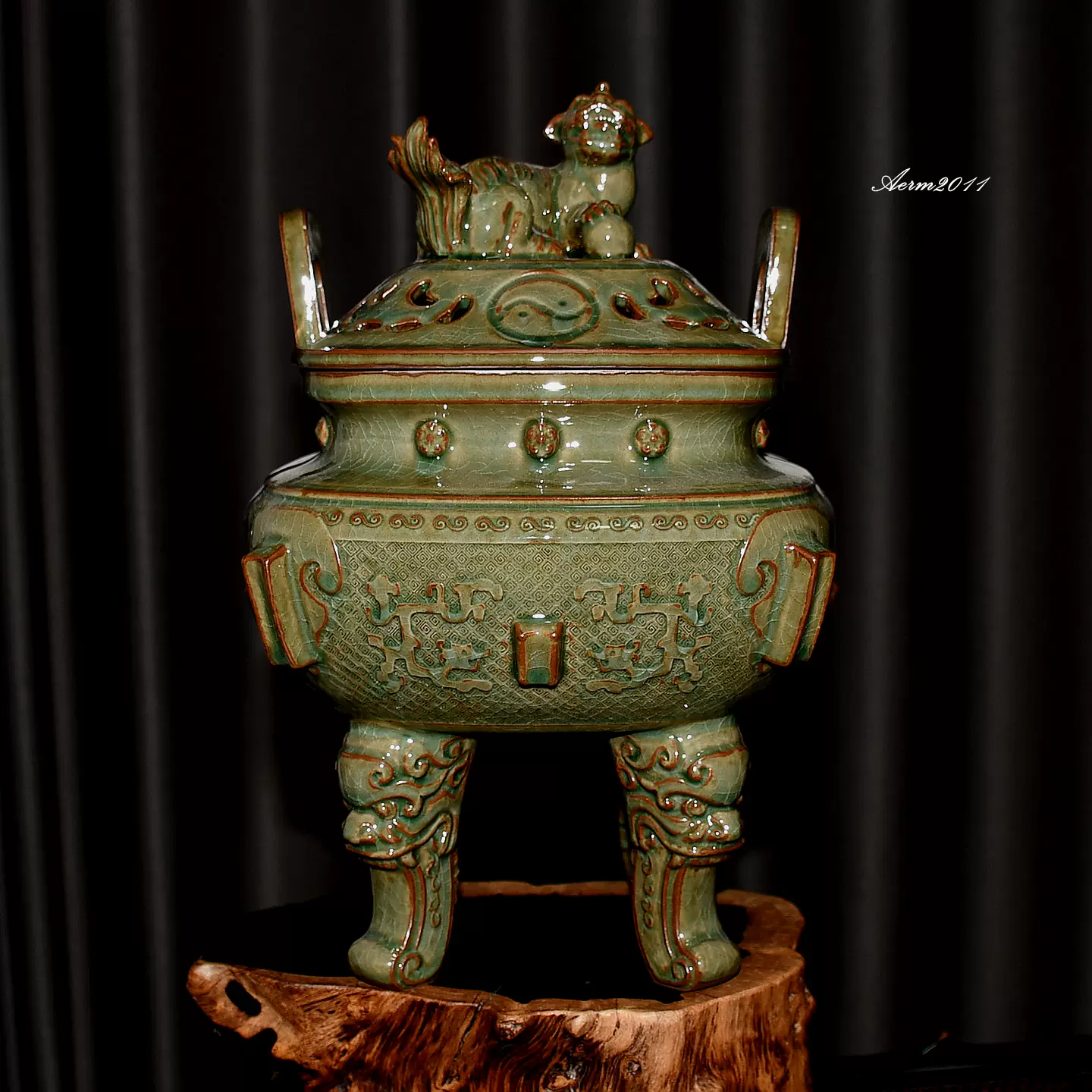 ◆厳◆伝来★宋時代・龍泉窯青瓷蓋盒★極細工 置物 擺件 古賞物　中国古美術　 青磁鎬文壺 龍泉窯 - 京都国立博物館 館蔵品データベース