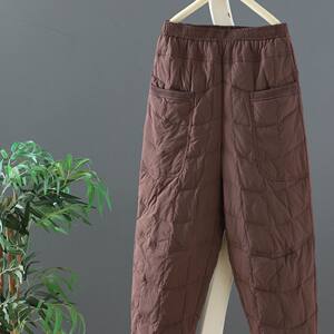 
Down pants for women wear 2024 fashionable high waist thickened loose warm versatile casual large size women's harem pants