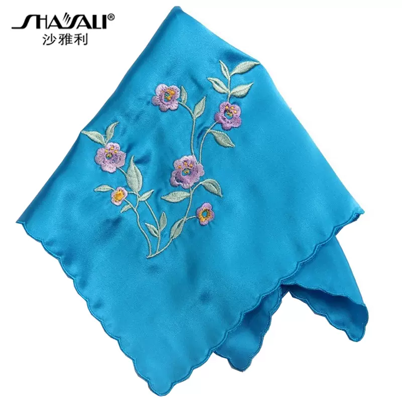 中国风古代定情信物真丝手帕女士古风桑蚕丝绣花手绢刺绣丝绸