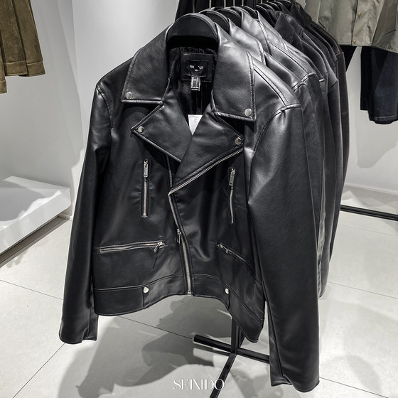 
Beautiful list! Autumn and winter men's punk style diagonal zipper suit collar PU imitation leather motorcycle jacket trendy slim leather jacket