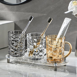 Glass Mouthwash Cup, Light Luxury Toothbrush Cup, High-End Household Couple's Wash Cup, Bathroom Toothbrush Cup, Dental Set